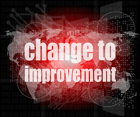 Image showing business concept: words change to improvement on digital touch screen