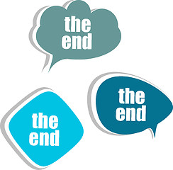 Image showing the end words on modern banner design template. set of stickers, labels, tags, clouds