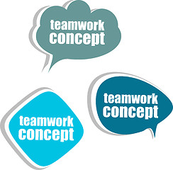 Image showing teamwork concept. Set of stickers, labels, tags. Template for infographics