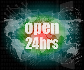 Image showing Security concept: open 24 hours on digital screen