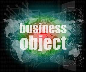 Image showing business object word on digital screen, mission control interface hi technology