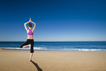 Image showing Yoga in the beach