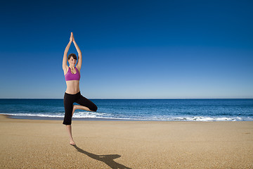 Image showing Yoga in the beach