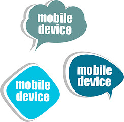 Image showing mobile device, Set of stickers, labels, tags. Template for infographics