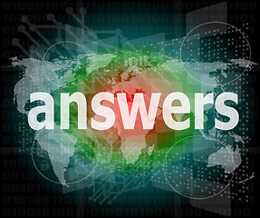 Image showing Education concept: words answers on business digital background