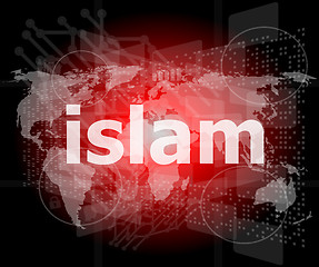 Image showing islam, hi-tech background, digital business touch screen