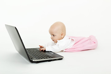 Image showing baby with laptop