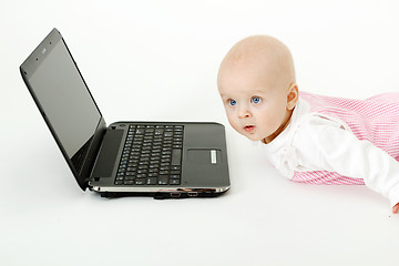 Image showing baby with laptop