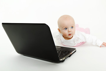 Image showing baby with laptop