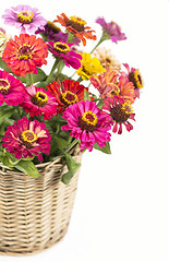 Image showing Bouquet from different brights in a basket