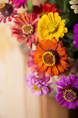 Image showing bouquet of beautiful wild flowers in a wattled basket