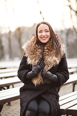 Image showing Business woman laughing in the park