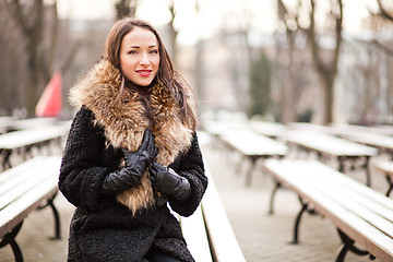 Image showing Business woman laughing in the park