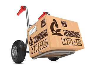 Image showing New Technologies - Cardboard Box on Hand Truck.