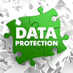 Image showing Data Protection on Green Puzzle.