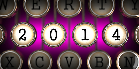 Image showing Old Typewriter's Keys with 2014 Year Slogan.