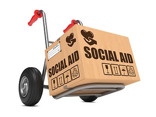 Image showing Social Aid - Cardboard Box on Hand Truck.