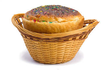 Image showing Easter bread in a basket on a white background