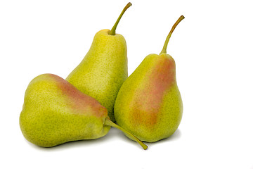Image showing Three large pears on a white background