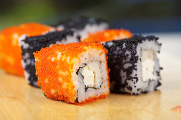 Image showing tobico sushi rolls