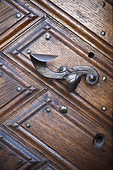 Image showing Old metal door handle, close-up