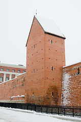 Image showing Fortress wall in Riga in snowy winter day