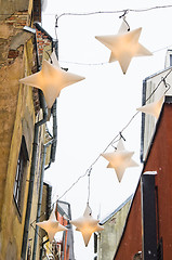 Image showing Street of Old Riga in snow day before Christmas