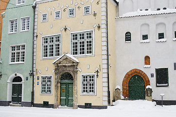 Image showing Street of Old Riga in snow day before Christmas