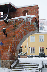 Image showing Fortress wall in Riga in snowy winter day 