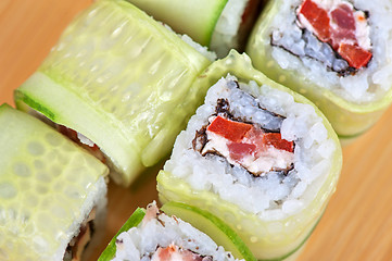 Image showing cucumber sushi rolls