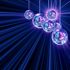 Image showing Colorful funky background with mirror disco balls