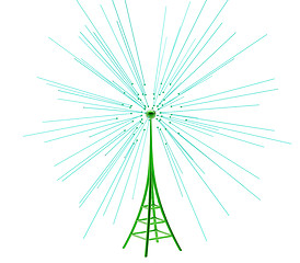 Image showing digital transmitter sends signals from high tower