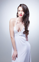 Image showing portrait of sexy woman in white dress