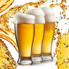 Image showing Beer in glasses isolated on white background