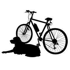 Image showing Dog and Bike Silhouette