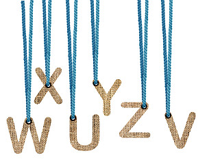 Image showing Letters hanging strings