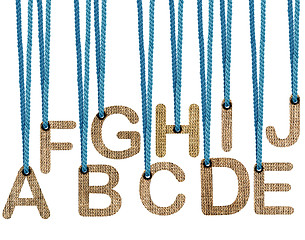 Image showing Letters hanging strings