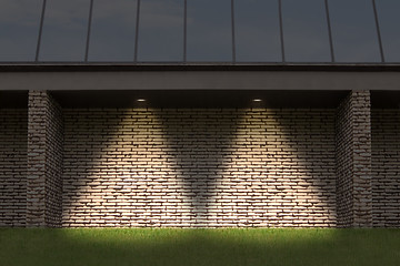 Image showing Lit Brick Wall