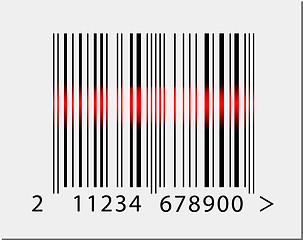 Image showing Barcode icon with red laser beam