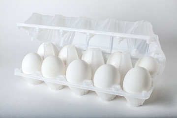 Image showing six eggs in a plastic egg box