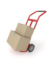 Image showing Hand truck with boxes