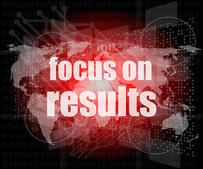 Image showing Life style concept: words focus on results on digital touch screen