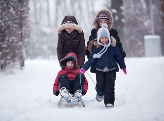 Image showing Family snow fun