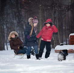 Image showing Family snow fun