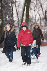 Image showing Family snow fun