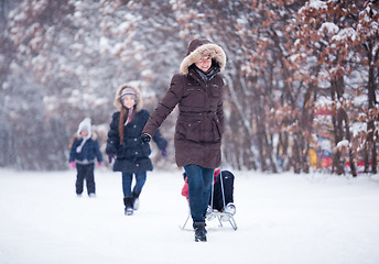 Image showing Family snow fun