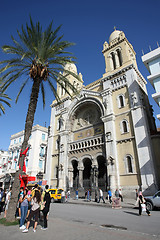 Image showing Front view of Cathedral of St Vincent de Paul 