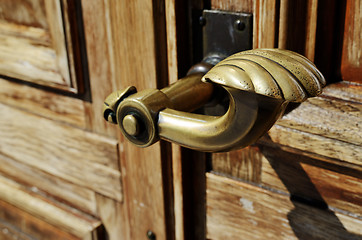 Image showing close-up of a copper doorknob