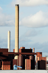 Image showing industrial building and chimney against the sky