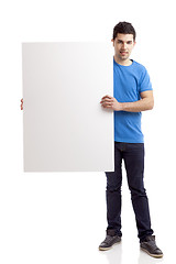 Image showing Man holding a blank billboard